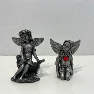 PEWTER Fairy Figurines lot of 2 fantasy fairies